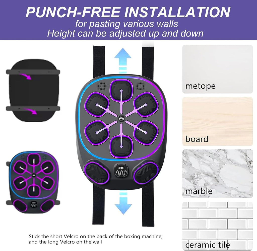 Wall Mounted Boxing Machine, Lights Music Boxing Machine, with Visual Digital Screen,Adjustable Speed Level, for Boxing in Home