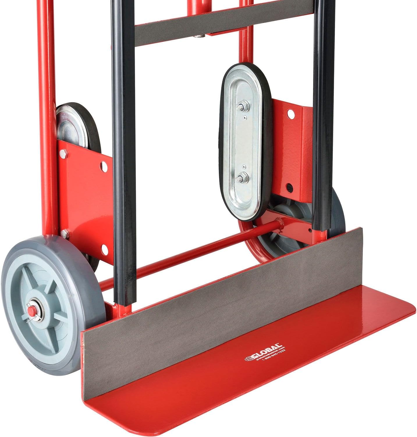 Global Industrial 2-Wheel Professional Appliance Hand Truck with Stair Climbing Wheels, 750 Lb Capacity, Industrial Hand Truck with Ratcheting Nylon Strap