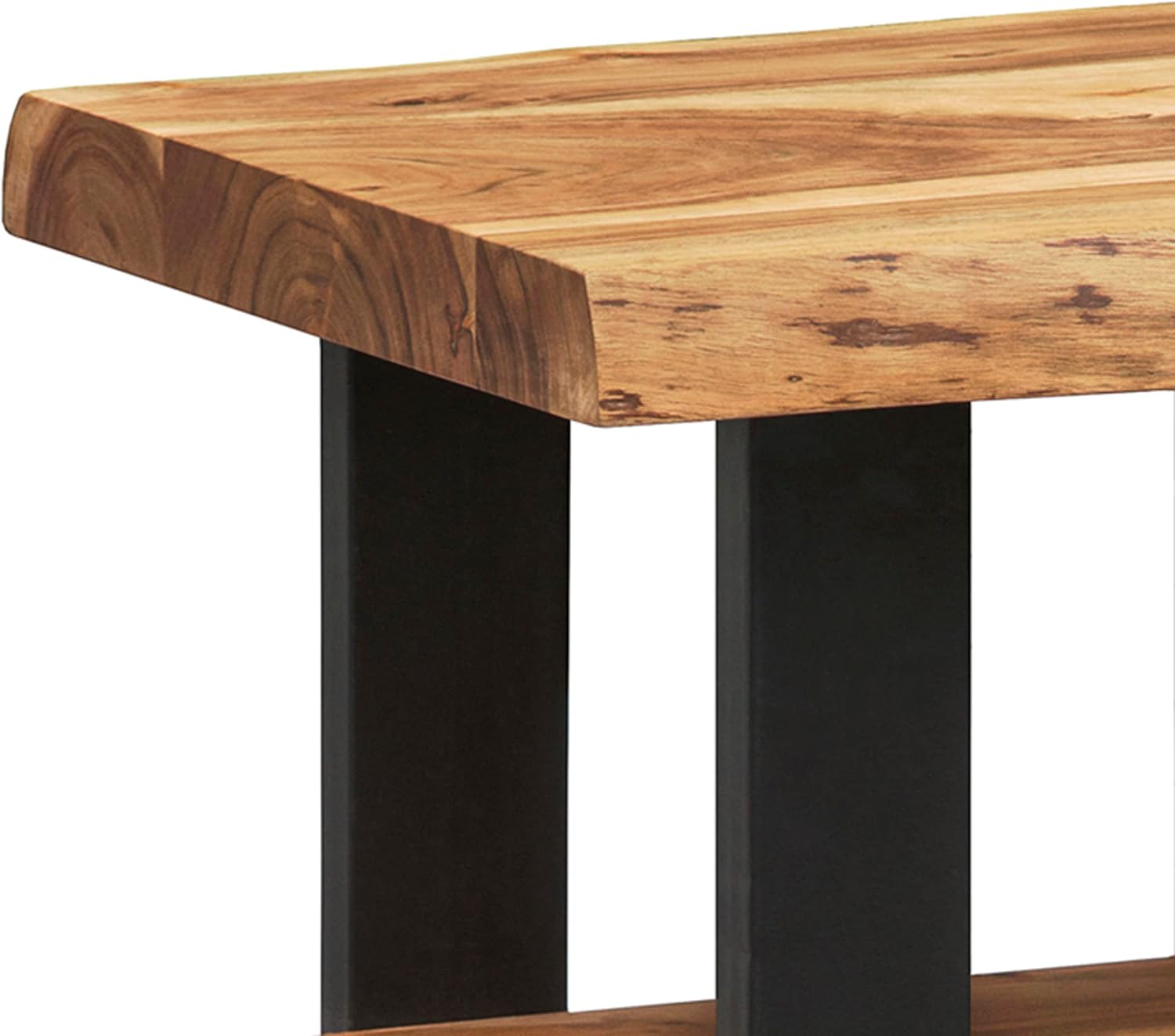Alaterre Alpine Live Edge Solid Wood 2-Shelf End Table, Natural (AWAA0220)