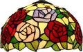 Tiffany Stained Glass Single Lampshade 12 Inch Colored Rose Table Lamp Shade Pendant Hanging Light Fixture Ceiling Lamp Replacement Shade Red Orange Blue Pink Flower Green Leaves,B1