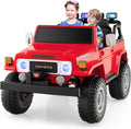 Costzon 2 Seater Ride on Car, 12V Licensed Toyota FJ40 Ride On Truck w/ 2.4G Remote Control, Spring Suspension, Storage Box, Colorful Lights, Music, USB Port & FM, Electric Car for Kids (Red)