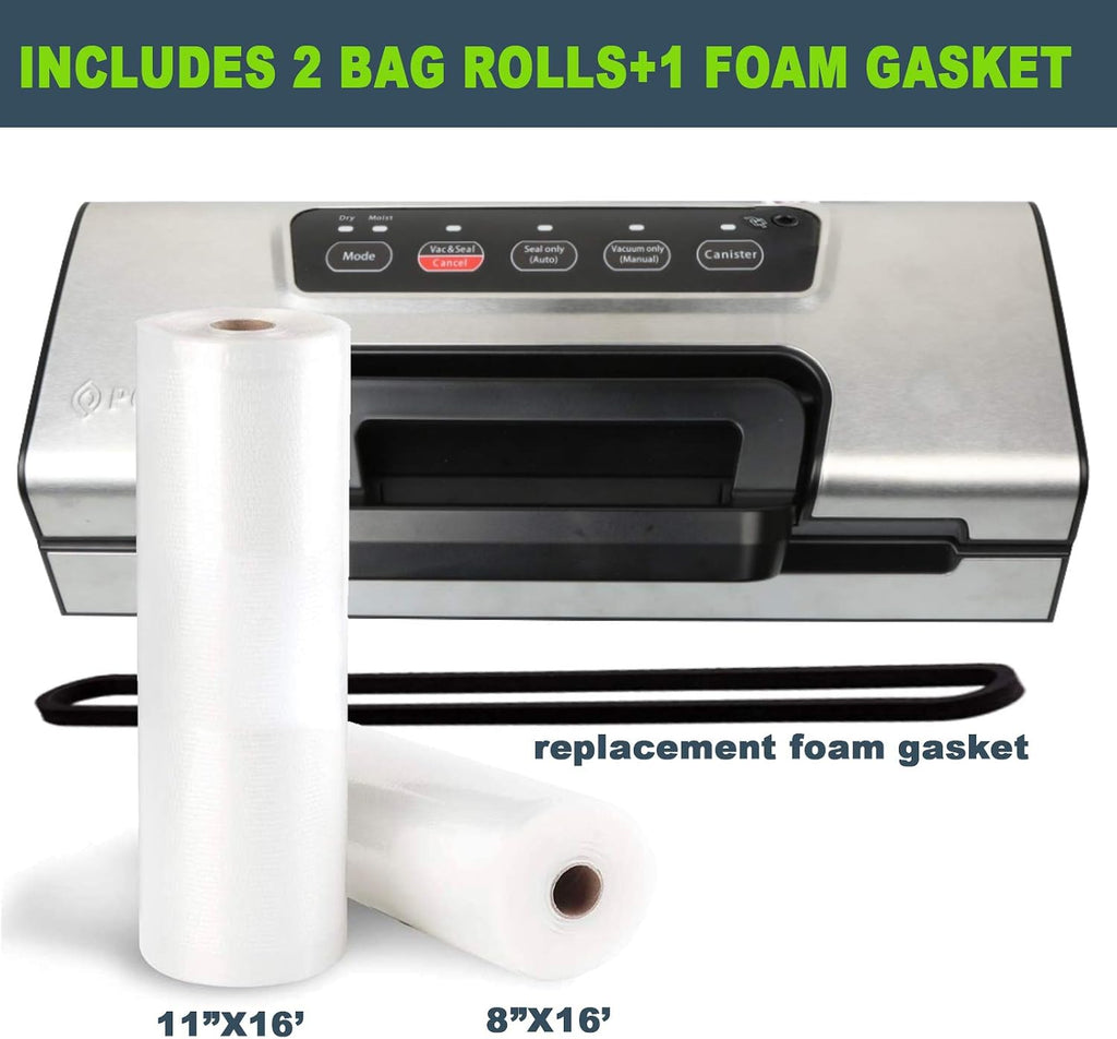 Potane Precision Vacuum Machine,Pro Food Sealer with Built-in Cutter and Bag Storage(Up to 20 Feet Length), Both Auto Manual Options,2 Modes,Includes 2 Bag Rolls 11'x16' and 8'x16',Compact Design