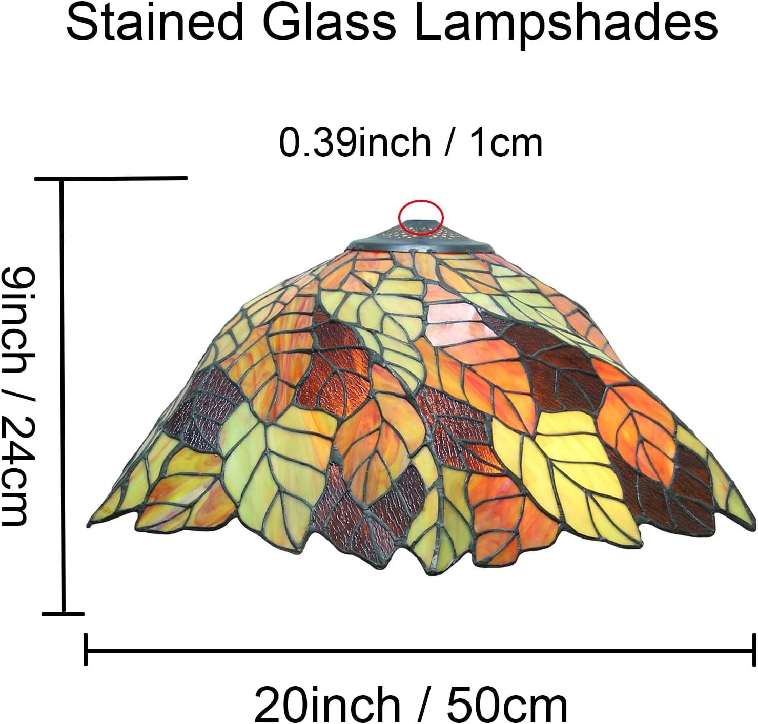 Tiffany Table Lamp Shade Replacement Only 20X9 Inch Stained Glass Lampshades, Pastoral Romance Yellow Green Leaf Light Cover for Desk Light Floor Lamp Pendant Light Study Reading Lamp