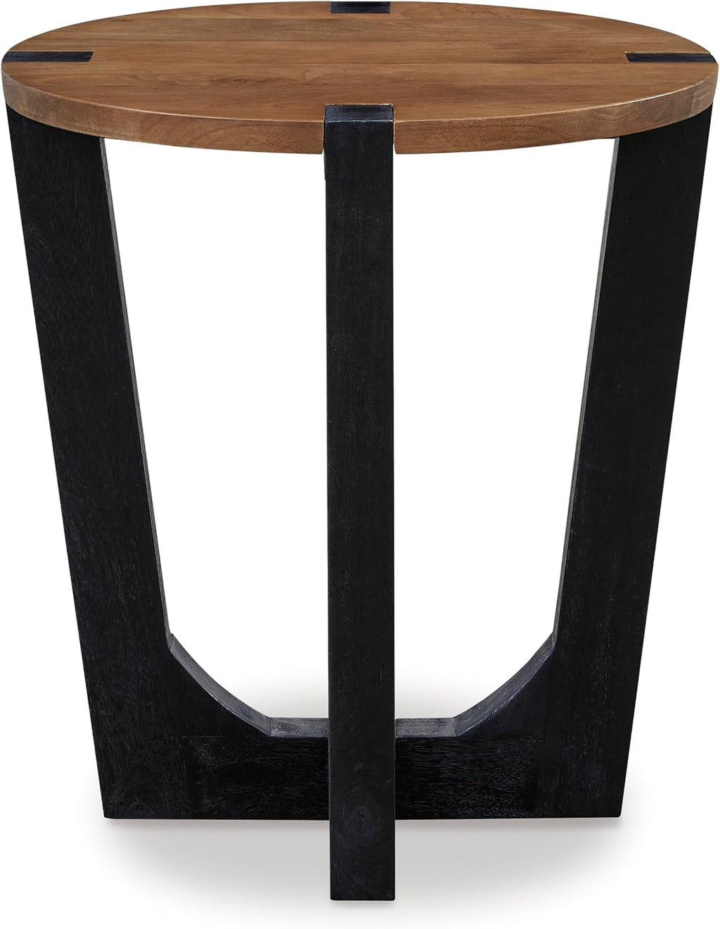 Signature Design by Ashley Hanneforth Farmhouse End Table with Angled Solid Wood Legs, Light Brown & Black