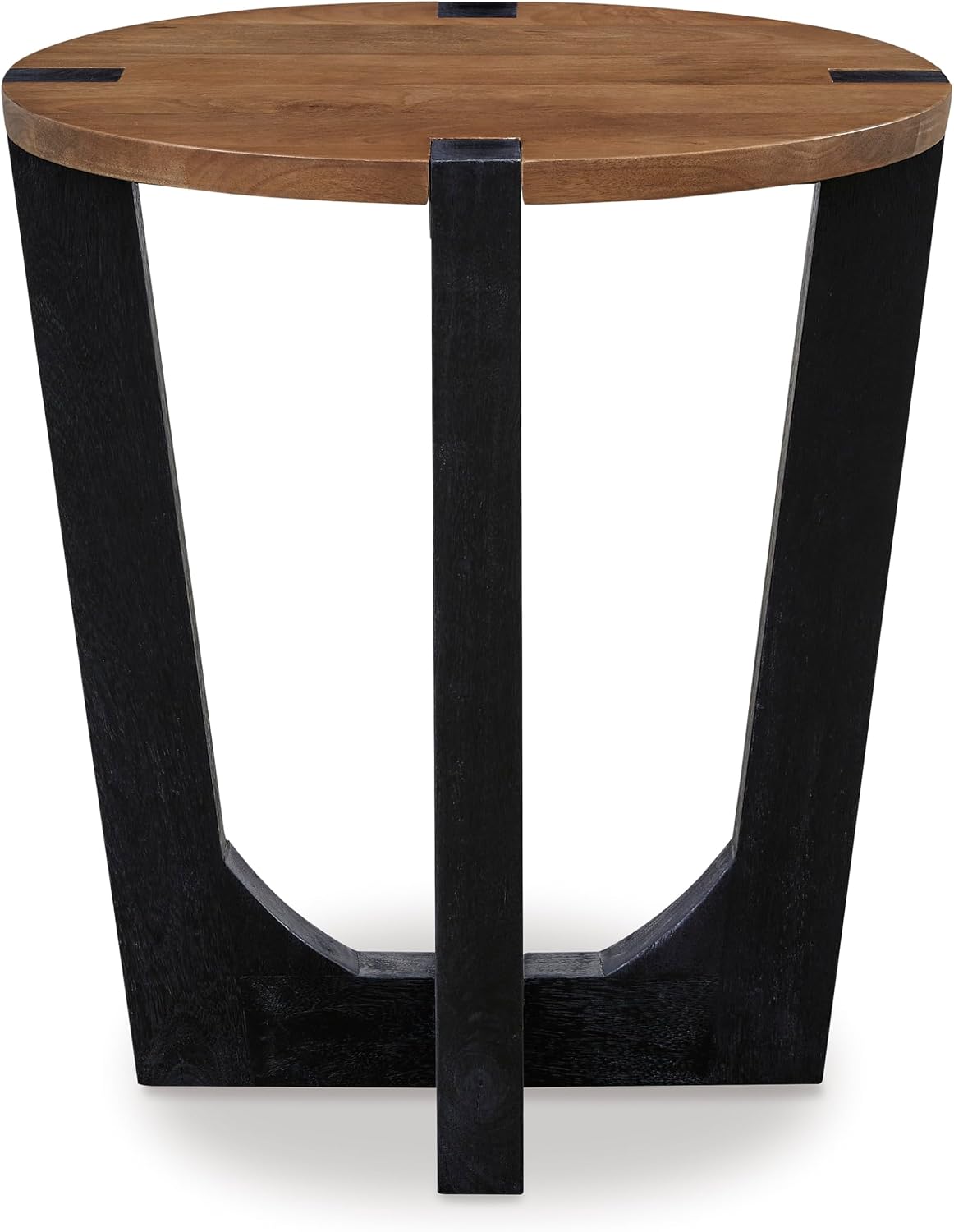 Signature Design by Ashley Hanneforth Farmhouse End Table with Angled Solid Wood Legs, Light Brown & Black