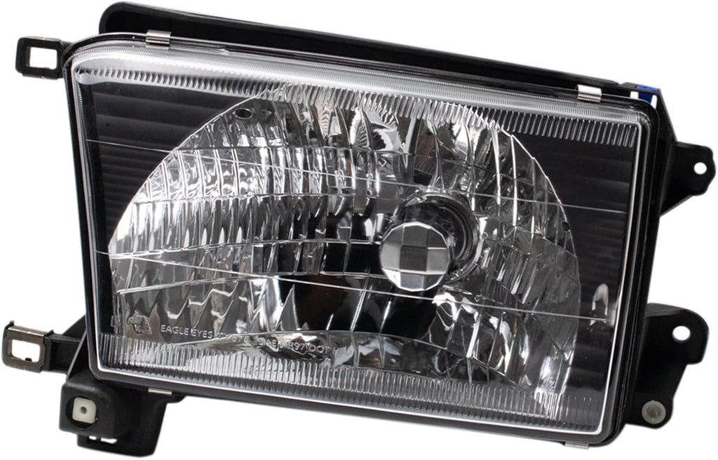 TRQ Performance Driver and Passenger Side Headlight Assembly Set Black Housing Compatible with 99-02 Toyota 4Runner
