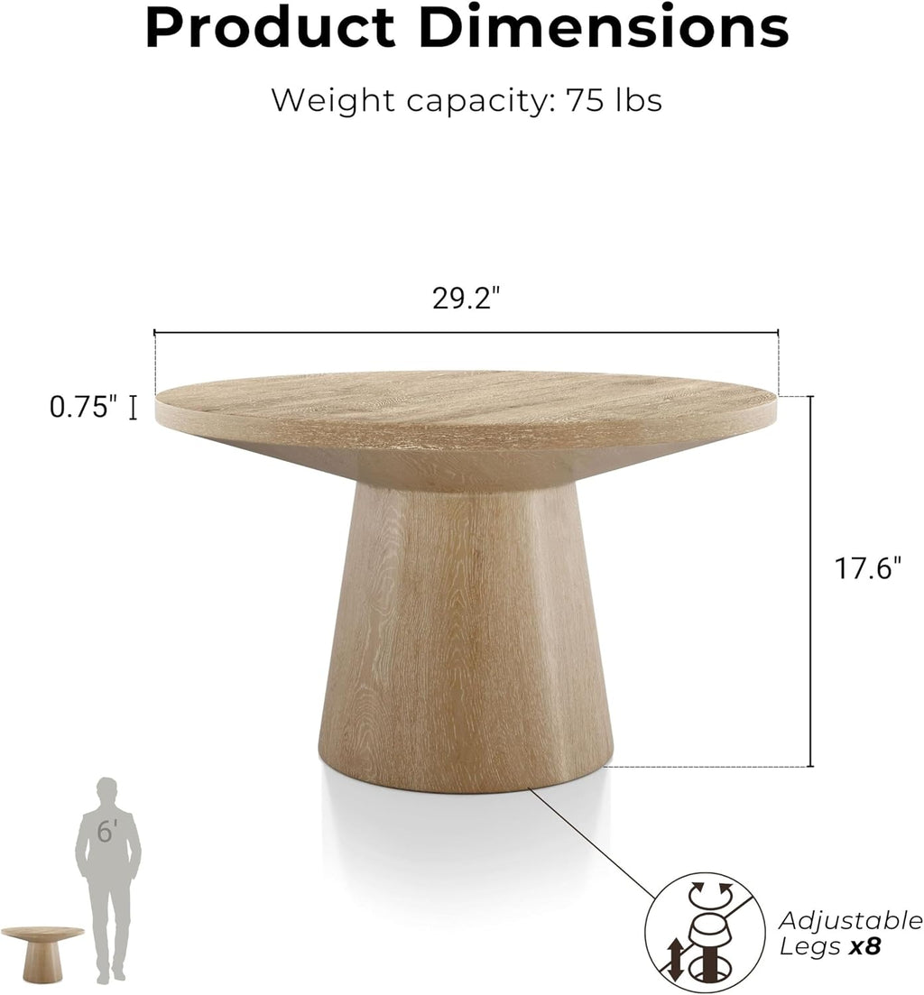 Furniture of America Crambel Modern Solid Wood 29-inch Round Coffee Table with Cone-Shaped Pedestal Base, Living Room Furniture for Small Space, Home Office, Oak