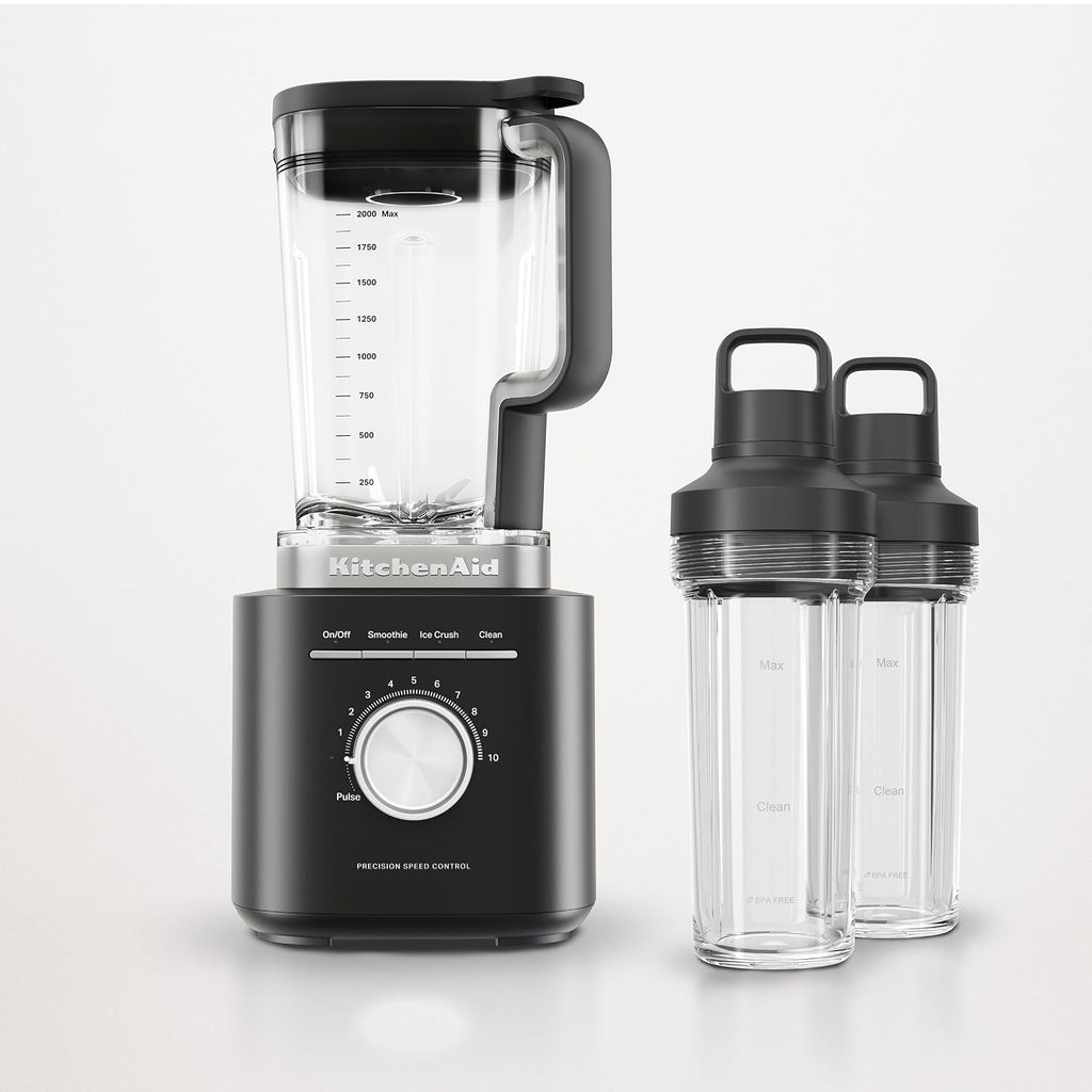 KitchenAid Pure Power Blender with 2 Personal Blending Jars, 1700 Watt Peak Power*, KSB2078, Black Matte