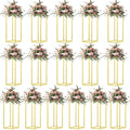 23.6inch 16 pcs Column Vases Gold Centerpieces for Table Metal Flower Stand Wedding Centerpieces Party