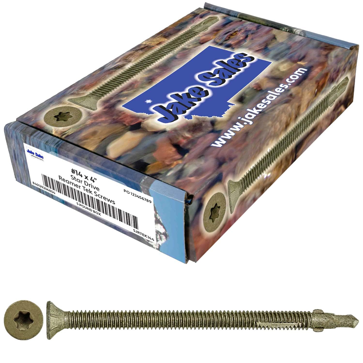 14x4 Reamer Tek Torx/Star Head Self-Drilling Wood to Metal Screws - for Flatbeds, Trailers - T-30 Torx Screw Head 5 Pound CASE 1062 Screws