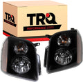 TRQ 2 Piece Headlight Assembly Set Performance Black Bezel Driver & Passenger Side Compatible with GMC Yukon Yukon XL 1500 2007-2014 Yukon XL 2500 2007-2013 GM2502265 GM2503265