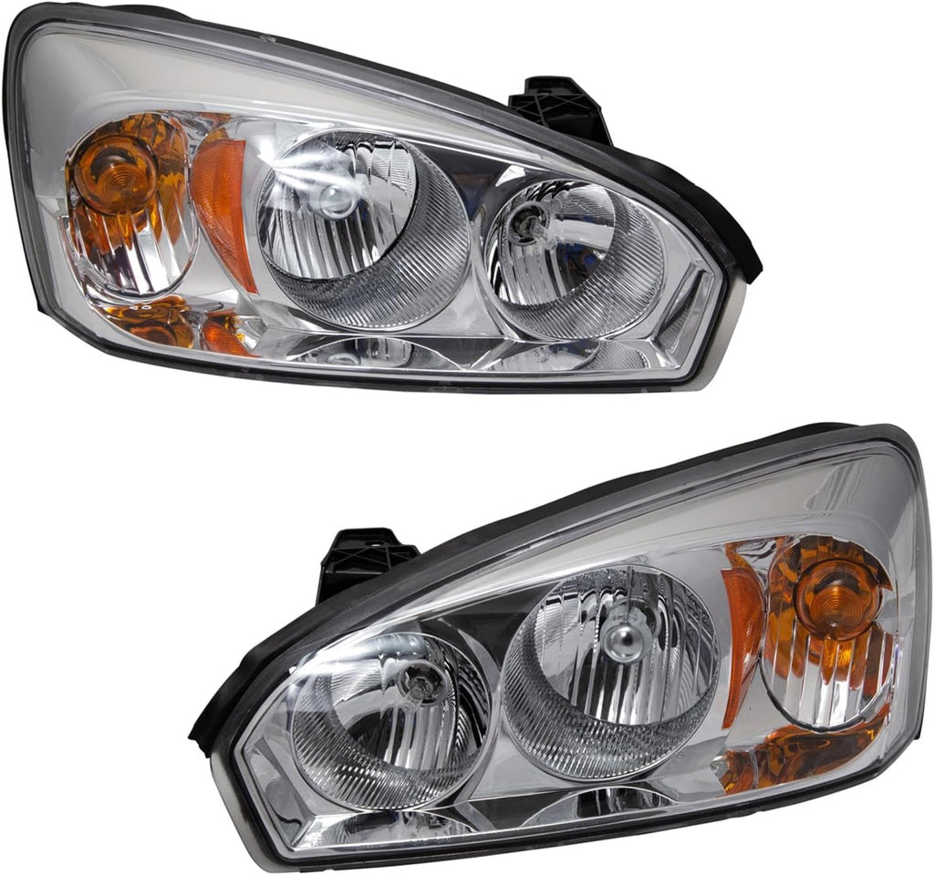 TRQ 2 Piece Headlight Assembly Set Driver & Passenger Side Compatible with Chevrolet Malibu 2004-2007 Malibu Classic LS Classic LT 2008 GM2502235 GM2503235 15851372 15851373