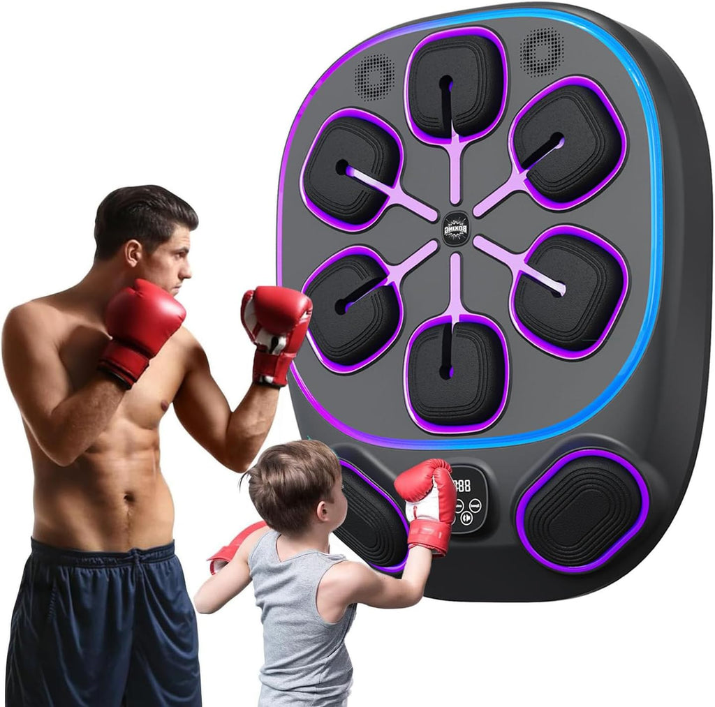 2025 Upgraded Music Boxing Machine - Wall Mounted Smart Punching Bag with LED Display, 9 Training Modes & 9 Speeds, Supports Phone Sync, Adult Home Fitness Equipment with Gloves,Halfgloves
