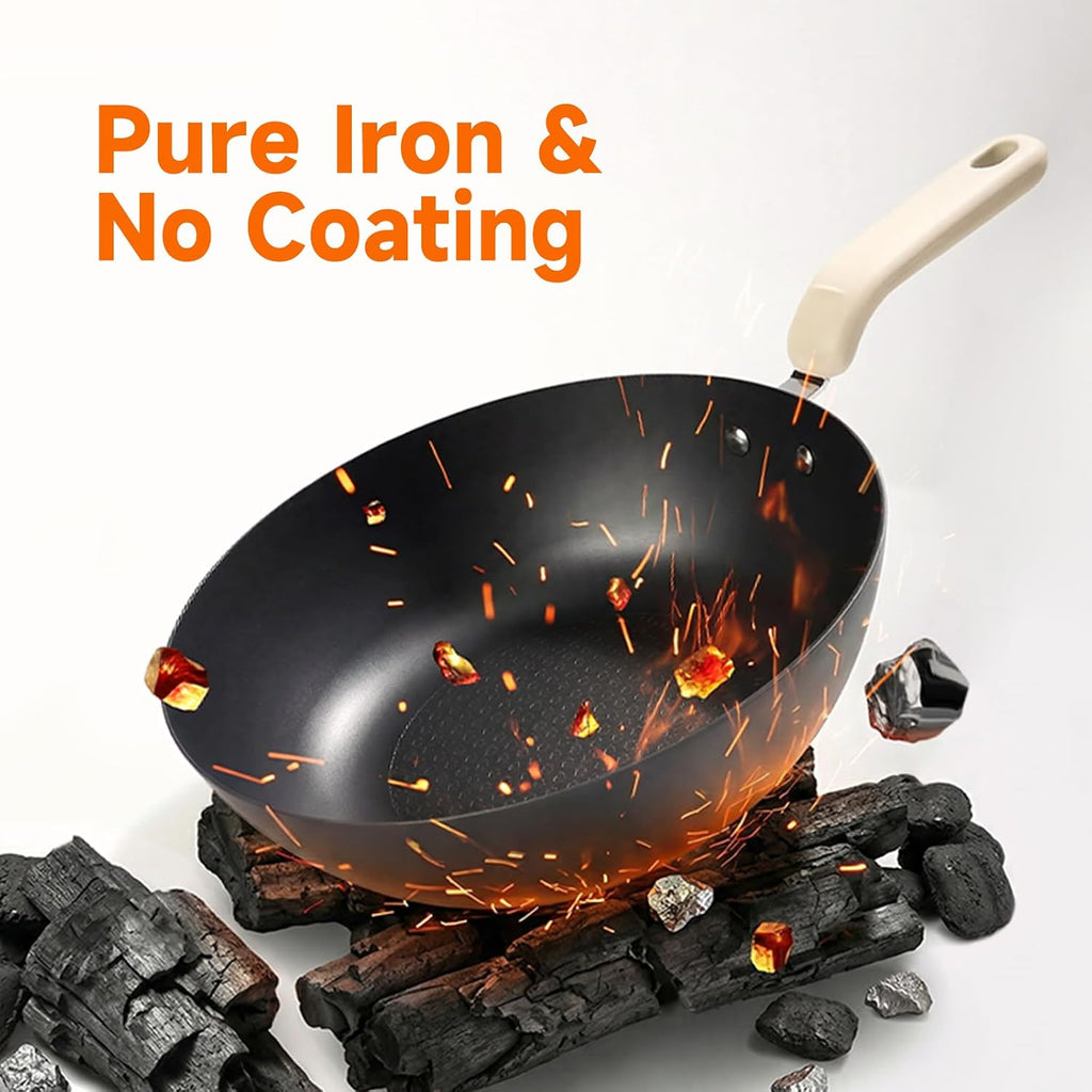 Joydeem 5Qt Electric Skillet, Pure Iron Nonstick Frying Pan with Glass Lid & Steamer Rack, 1600W 3-Level Heat Control, Removable Pot, Family-Sized Cooker for Boil Steam Sauté, 11.81inch