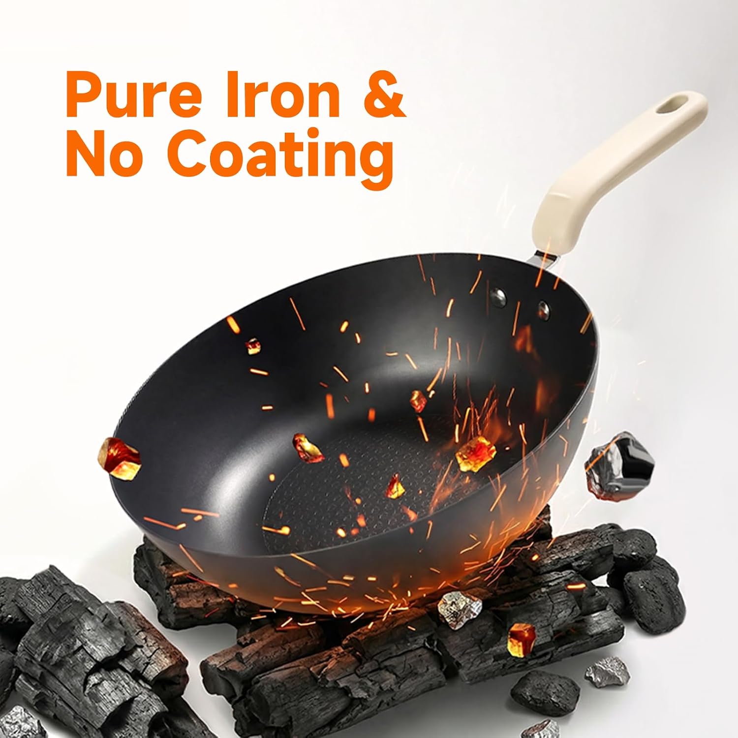 Joydeem 5Qt Electric Skillet, Pure Iron Nonstick Frying Pan with Glass Lid & Steamer Rack, 1600W 3-Level Heat Control, Removable Pot, Family-Sized Cooker for Boil Steam Sauté, 11.81inch