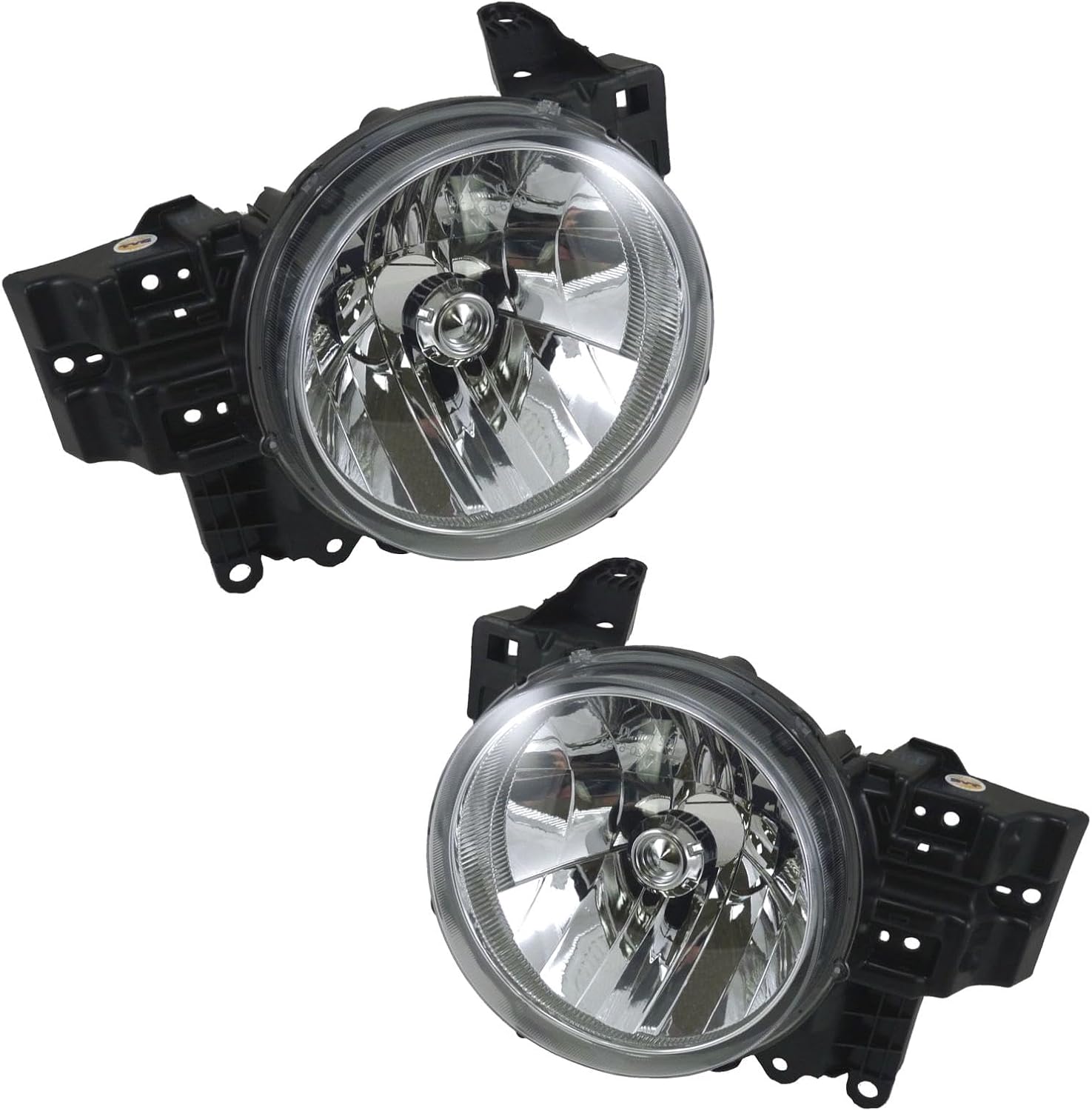 TRQ Driver and Passenger Side Headlight Assembly Set Compatible with 2007–2014 Toyota FJ Cruiser