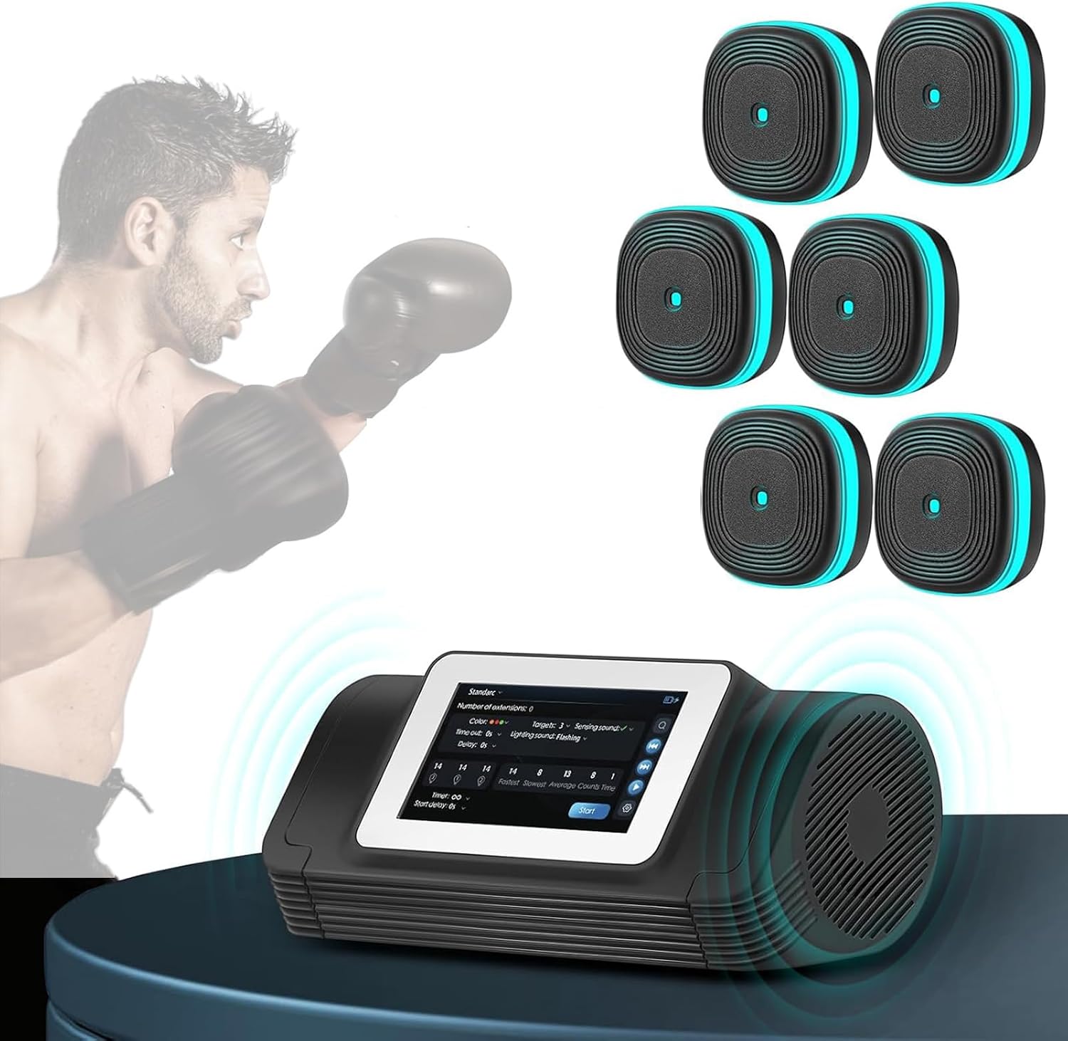 McbeAn Split Music Boxing Machine, Music Boxing Machine with Boxing Gloves,HD Screen，10 Mode & Speed Adjustable,Rhythm Light Strip，Music Punching Fitness,for Adults Children Exercise