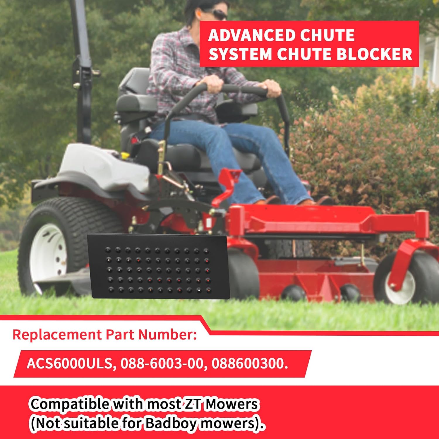 ACS6000ULS Mower Chute Blocker Compatible with Ferris, Exmark, Gravely, Hustler and Toro Mowers, Kubota, and Most Zero Turn Mowers Advanced Chute System #088-6003-00, 088600300