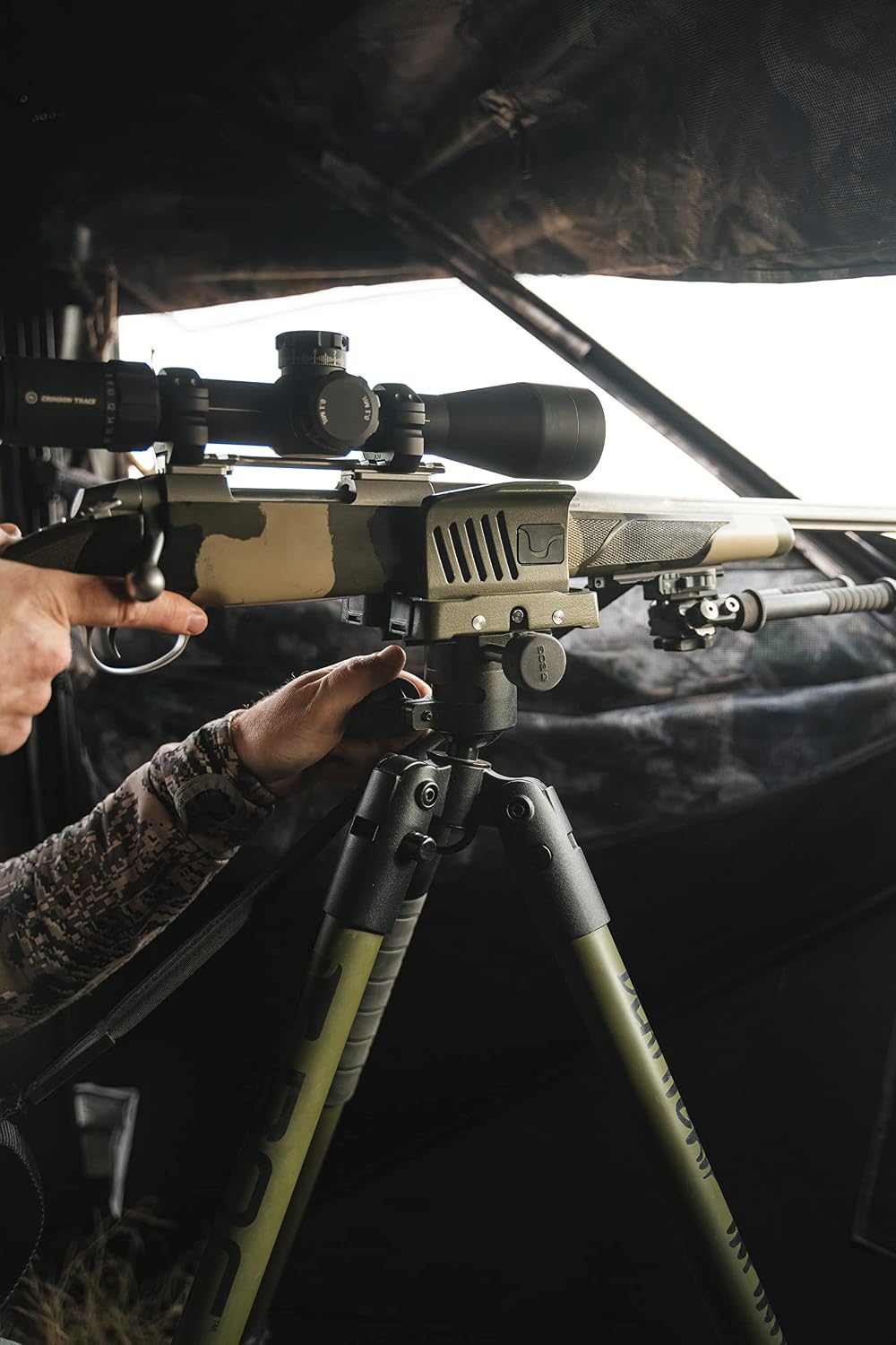 BOG DeathGrip Aluminum Tripod with Durable Frame, Lightweight, Stable Design, Bubble Level, Adjustable Legs, Shooting Rest, and Hands-Free Operation for Hunting, Shooting, and Outdoors