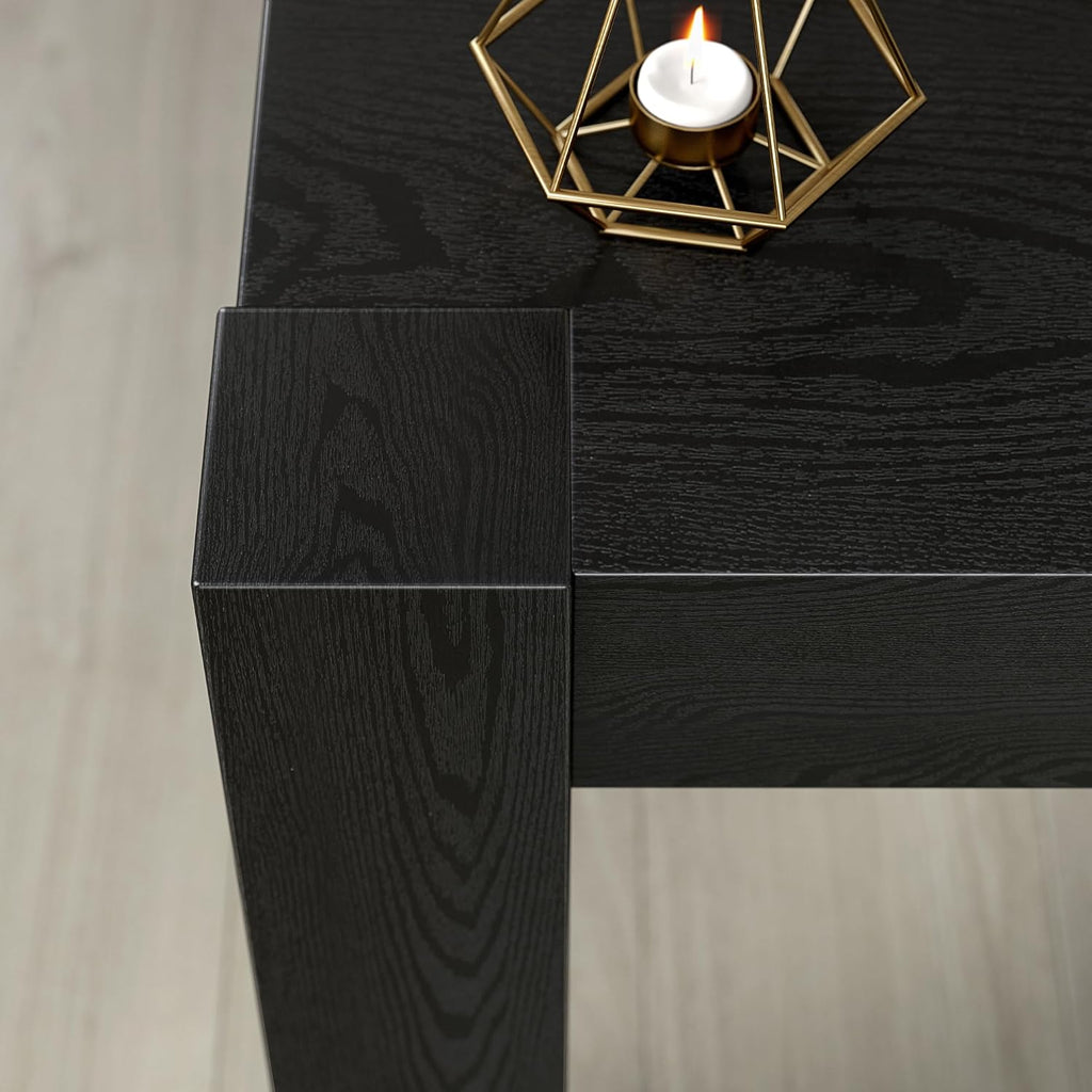 Henn&Hart 22' Modern Square Wooden End Table, Side Table, Nightstand for Living Room, Office, Family Room, or Bedroom, Natural Black