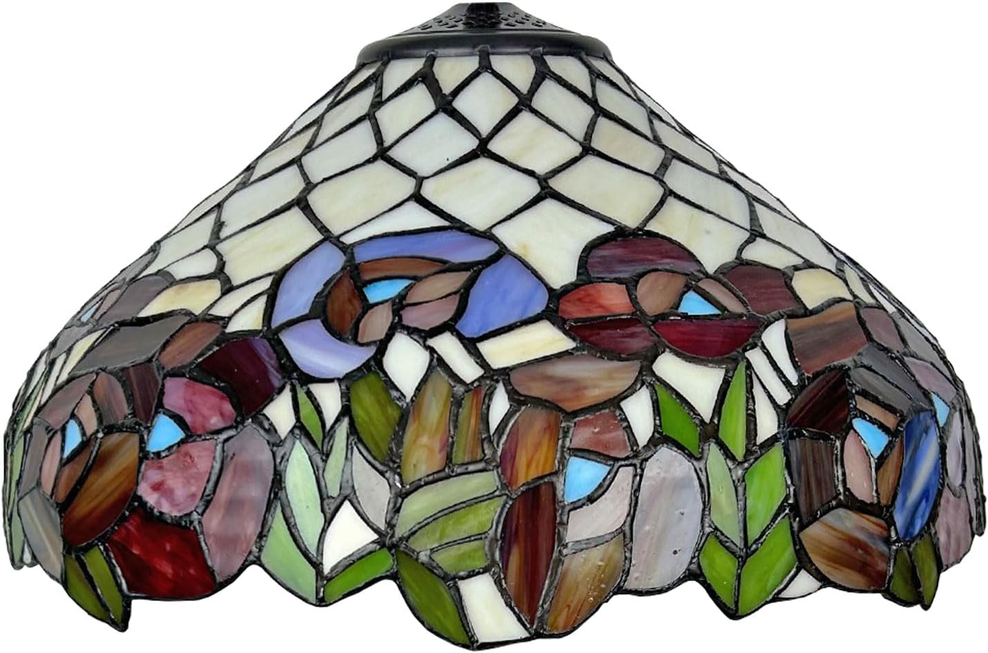 Red Floral Tiffany Lamp Shade Replacement, Only 16X9 Inch Pastoral Retro Stained Glass Lampshades, Suitable for Table Lamp Floor Lamp Hanging Pendant lamp Ceiling Light Desk Lamp