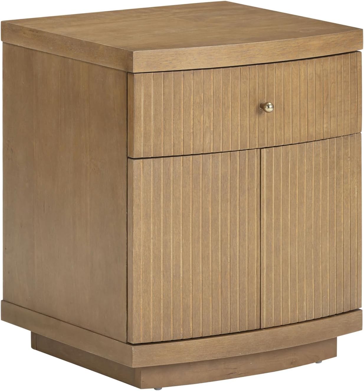 Nathan James Tambellini Mid Century Modern Nightstand, Bedside Table with Drawer and Cabinet Storage, Solid Wood Legs and Fluted Door Fronts, Light Brown