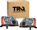 TRQ 2 Piece Headlight Assembly Set Chrome Bezel Driver & Passenger Side Compatible with Nissan Xterra 2005-2015 NI2502161 NI2503161 26010EA025 26060EA025