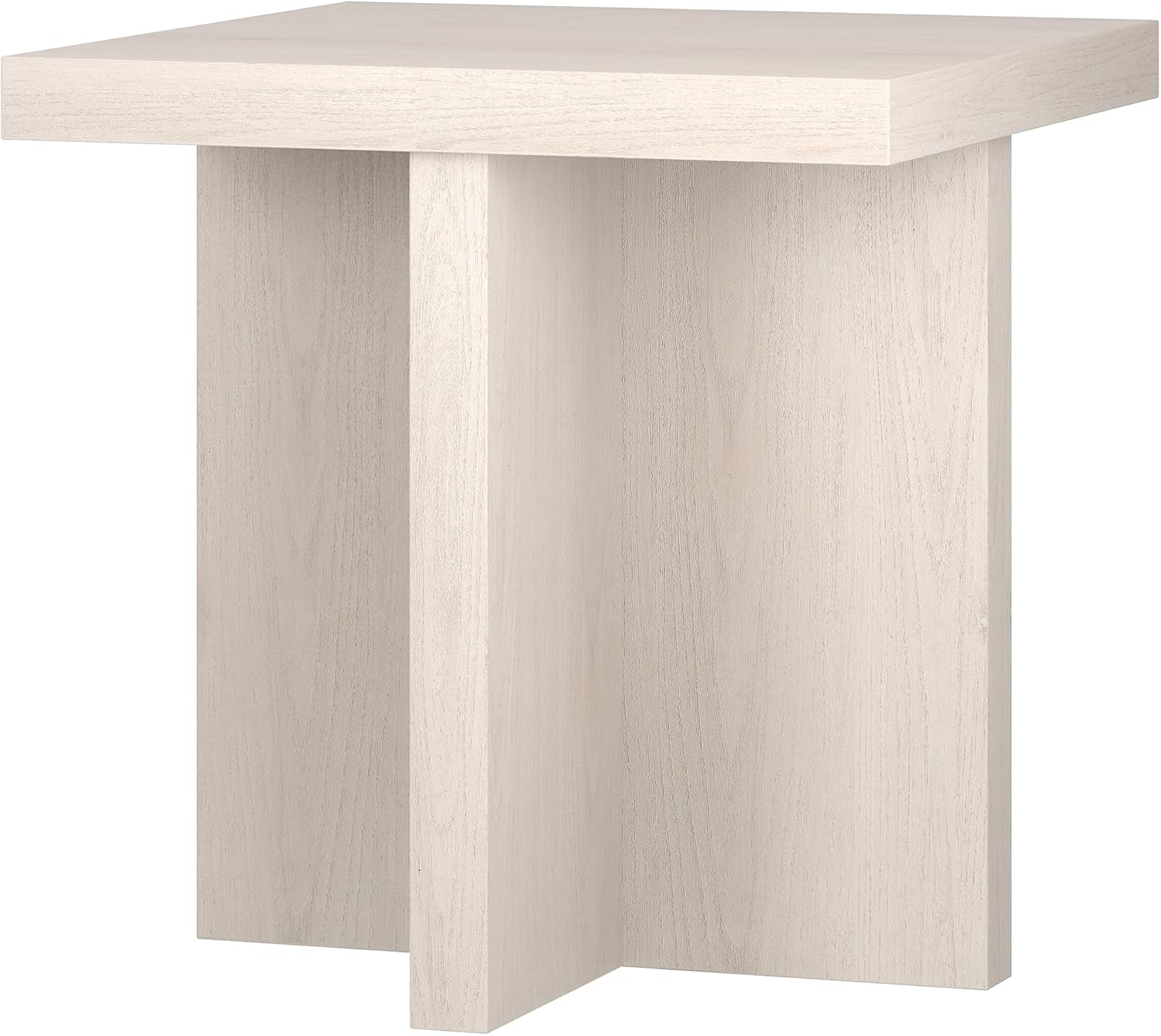 Henn&Hart 22' Scandinavian Square Wooden End Table, Side Table, Nightstand with X-Base for Living Room, Office, Family Room, or Bedroom, Beech White