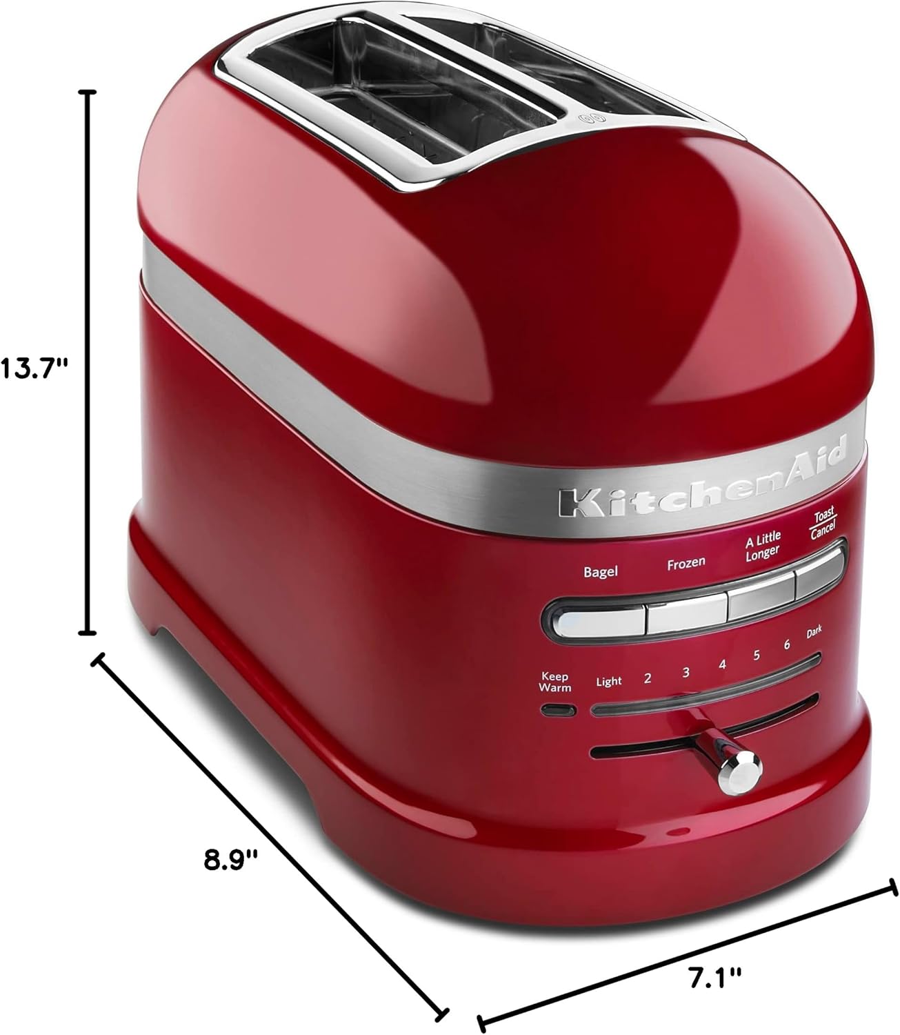 KitchenAid 2 Slice Pro Line Automatic Toaster with Extra Wide Slots KMT2203CA, Candy Apple Red