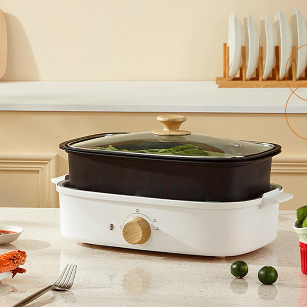 Zerodis ,1200W Multifunctional Split Design Adjustable Temperature Electric Cooking Pot Frying Pan Electric Shabu Shabu Pot for Roasting Frying Boiling (US Plug 110V), Zerodis7c6xq9gi53-12