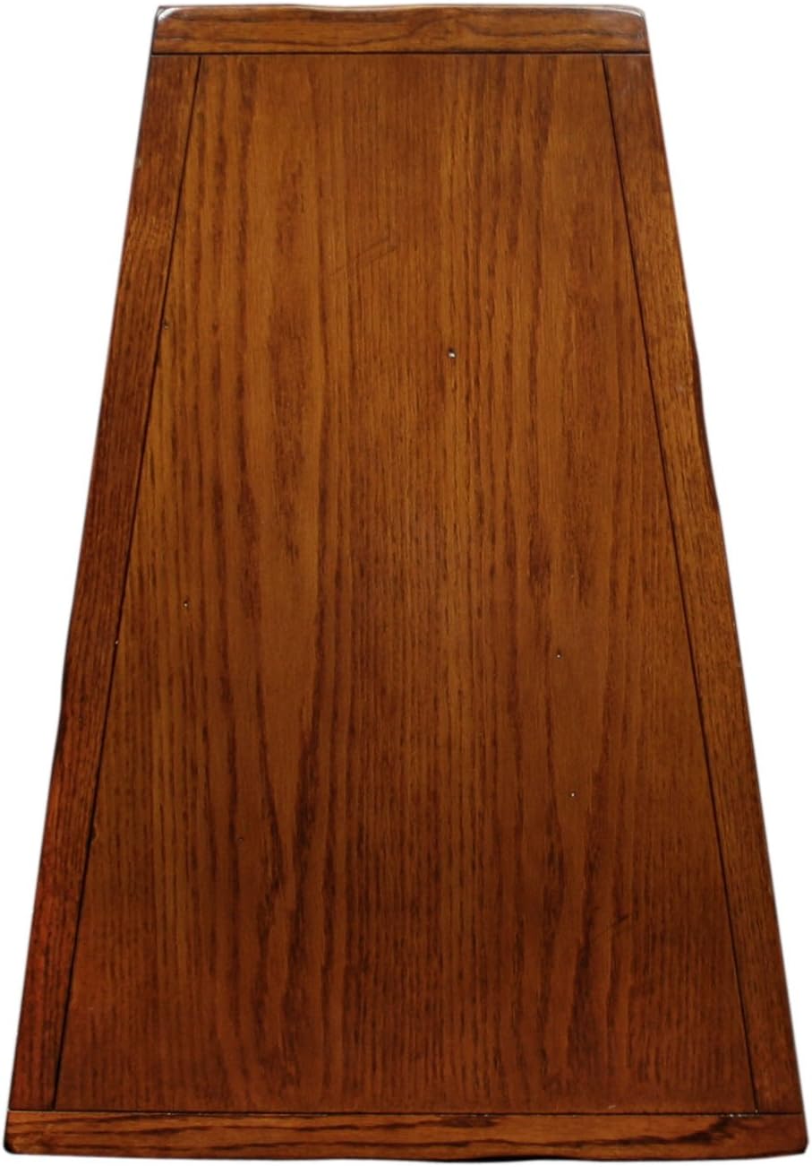 Leick Home Slate End Table, Solid Wood, Narrow Wedge Shape, Slate Tile Insets, Bottom Display Shelf, Easy-Assembly, Rustic Oak, 23.5 in. L x 17 in. W x 24 in. H, 10056