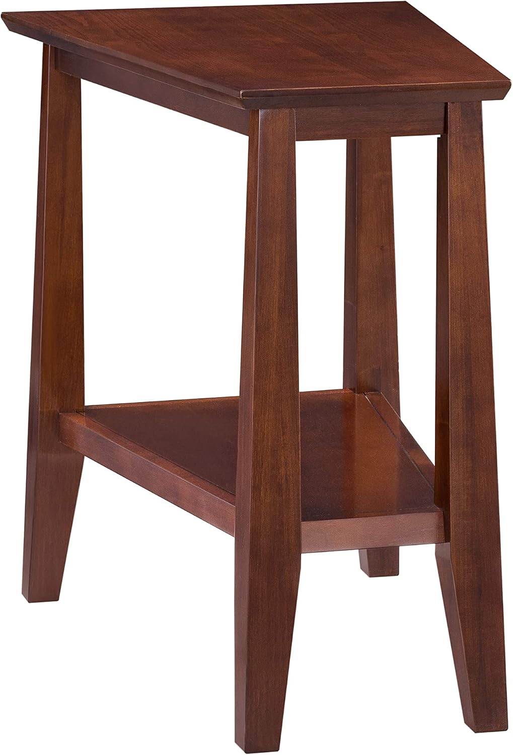 Delton 24 in. Solid Wood Recliner Wedge Side End Side Table with Shelf, Sienna Brown – Leick Home, 10402