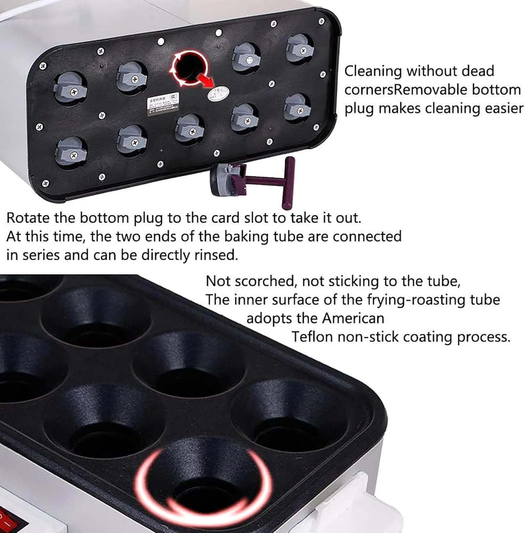 NYMFEA Automatic Electric Omelette Maker, Egg Roll Maker, Egg Sausage Hot Dog Roll Maker, Egg Hamburger Boiler Frying Machine Omelette Master 10 Tubes