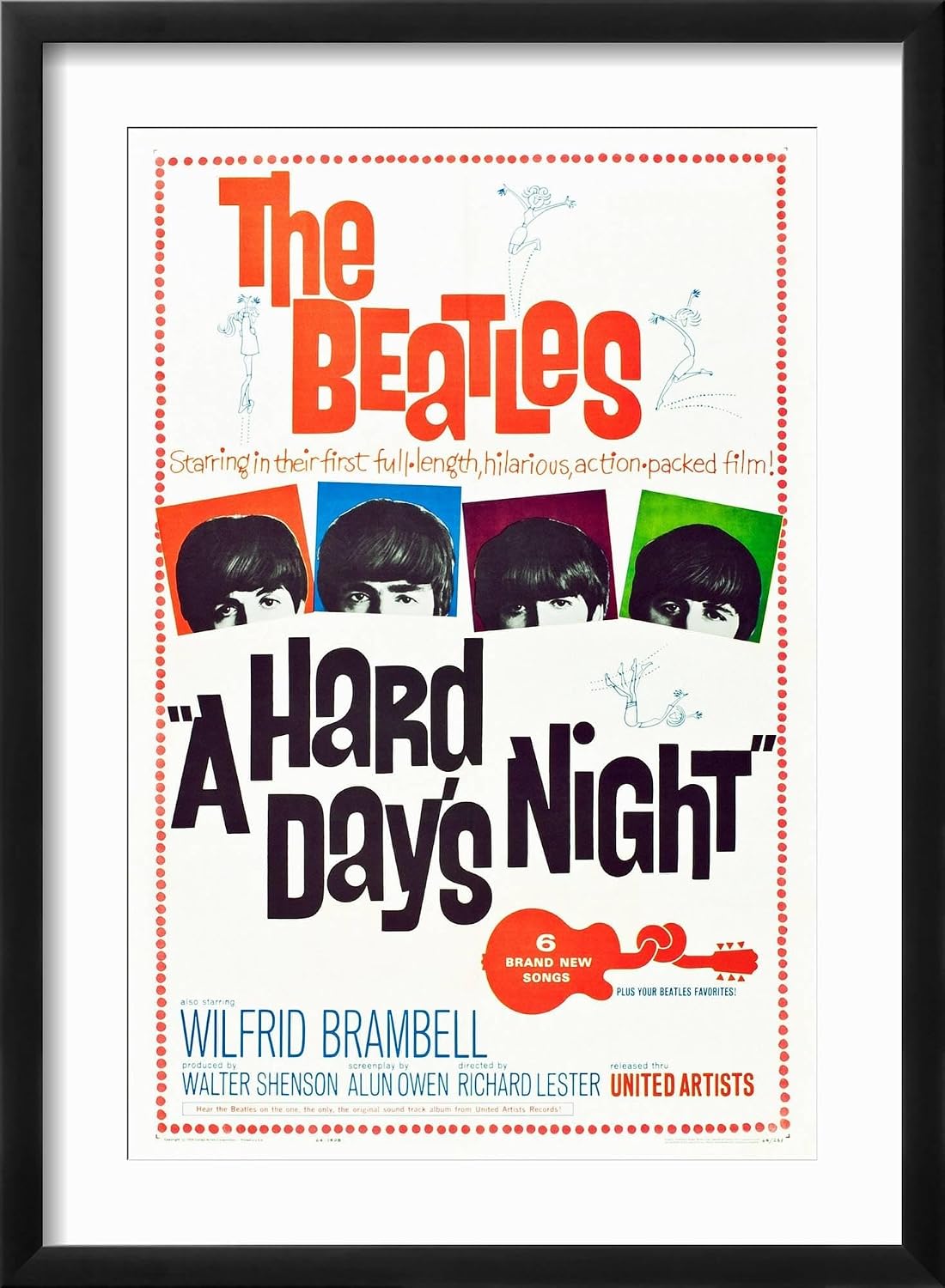 Art.com Wall Art Print A Hard Day's Night, the Beatles, 1964 on Black Frame, 17' x 23'