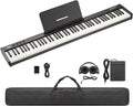 Garvee 88 Key Full-Size Semi-Weighted Electronic Keyboard Piano, Portable Design with Headphones, Sustain Pedal, Power Adapter & Travel Case - Perfect for Beginners and Adult Players