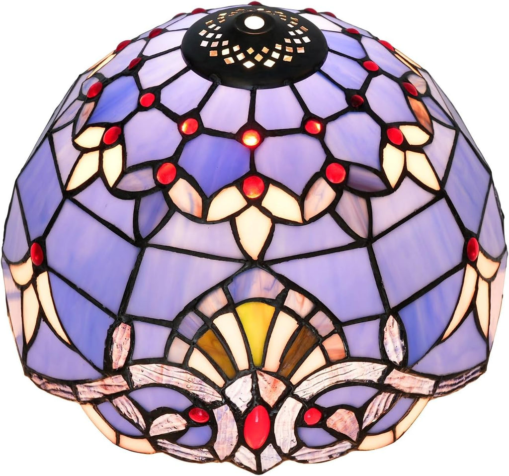 Tiffany Style Lamp Shade, 12 Inch Blue Baroque Stained Glass Lamp Shade Replacement Vintage Lamp Cover Accessories Fit for Table Lamp Pendant Light Ceiling Light