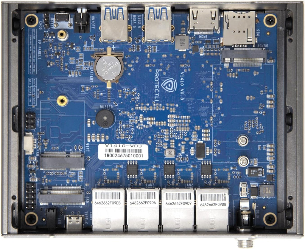 Protectli Vault V1410-4 Port, Micro Appliance/Mini PC - N5105, 4X 2.5G NICs, 8GB LPDDR RAM on-Board, 32GB eMMC on-Board, 500GB NVMe SSD