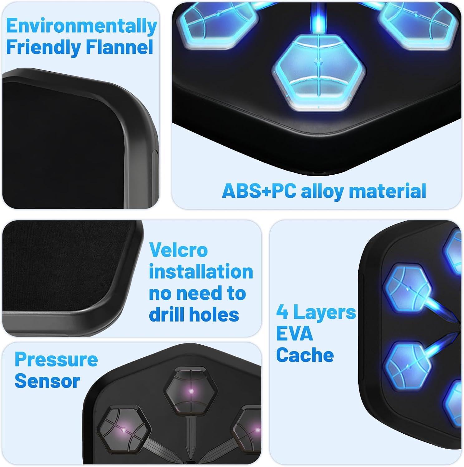 ONEPUNCH V3 Music Boxing Machine, LED Music Punch Trainer with Magic Boxing App, Sleek Black Design for Home Gym, Customizable Light Effects, Stress Relief Indoor Workout, Black