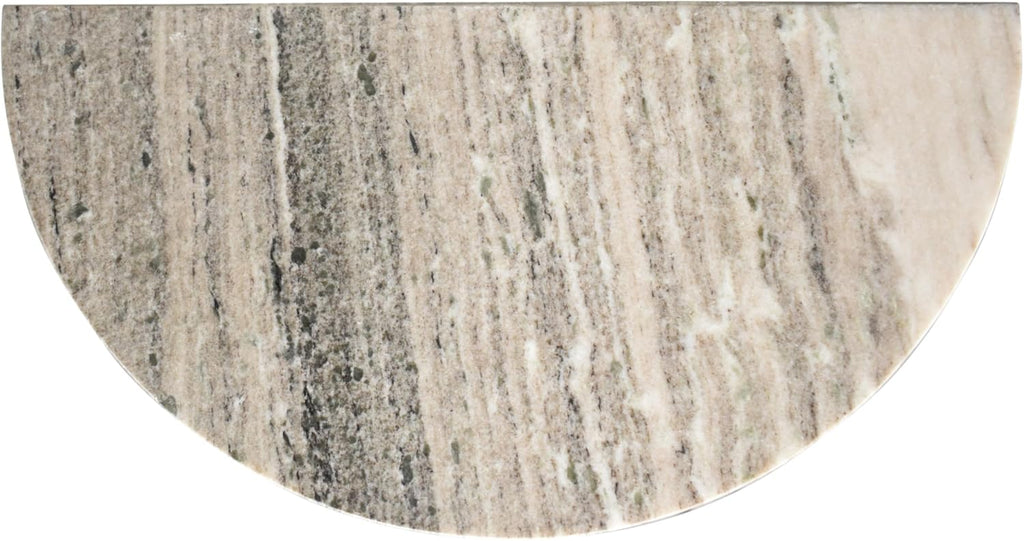 JONATHAN Y MTB1109B Patrice 20' Art Deco Minimalist Natural Marble Handmade Demilune Side Table, Side Table for Living Room, Bedroom, Bathroom, Gray/Beige