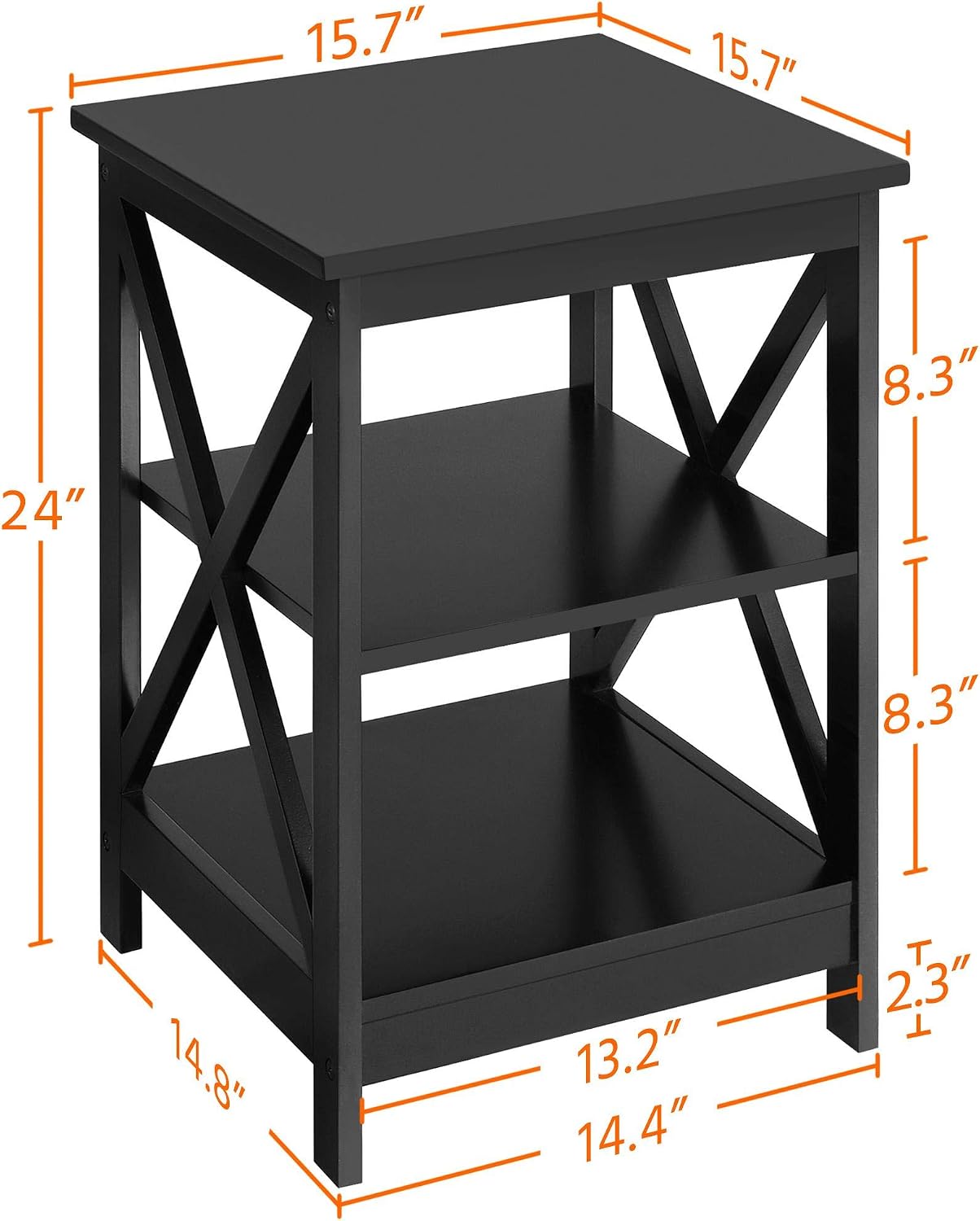 Yaheetech Wood Living Room 3-Piece Table Sets - Includes X-Design Coffee Table & Two 3-Tier End Side Tables, Easy Assembly Home Accent Furniture, Black