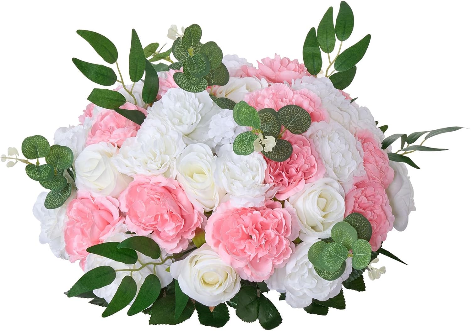 VEVOR Flower Ball Arrangement Bouquet 10 PCS, 17.7-Inch Diameter Artificial Flower Balls Wedding Table Centerpieces, Rose Arrangements for Wedding Centerpiece Home Decorations, Pink and White Roses