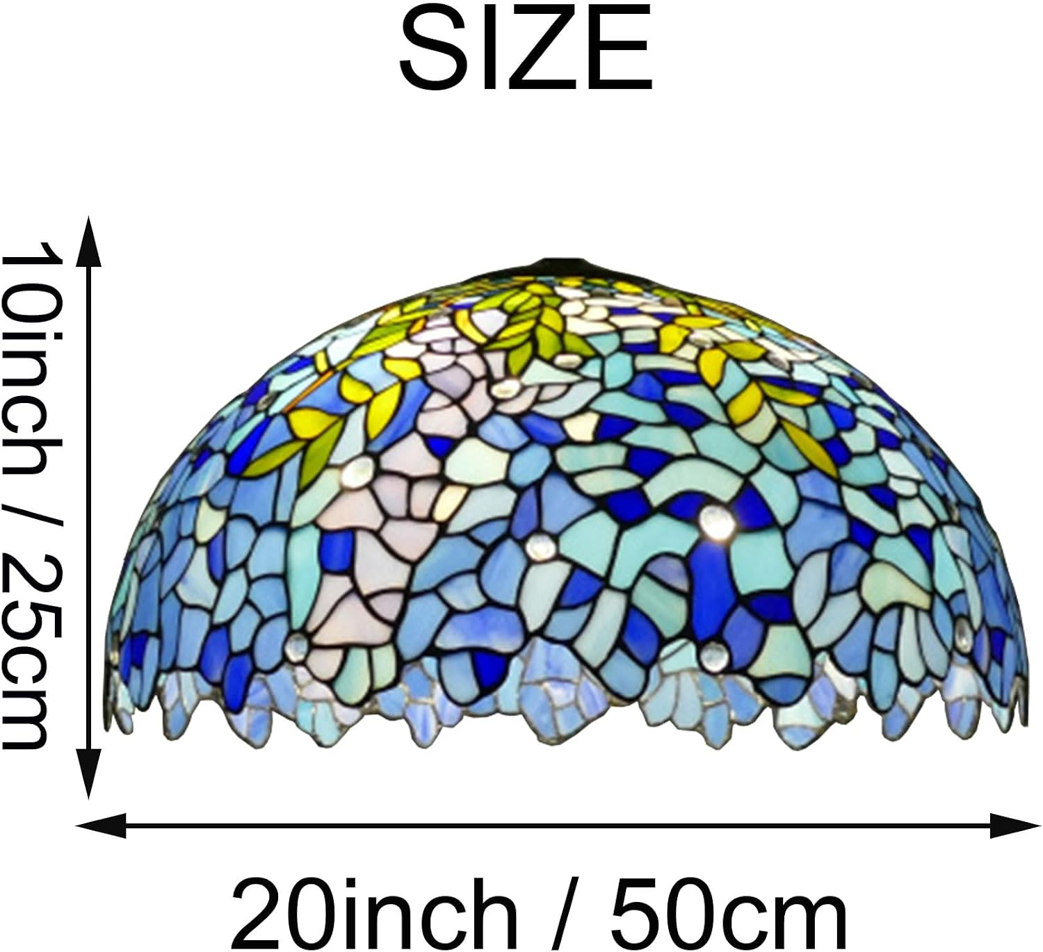 20 Inch Tiffany Stained Glass Single Lampshade Red tulip Blue wisteria Table Lamp Shade Pendant Hanging Light Fixture Floor lamp Replacement only,Wisteria