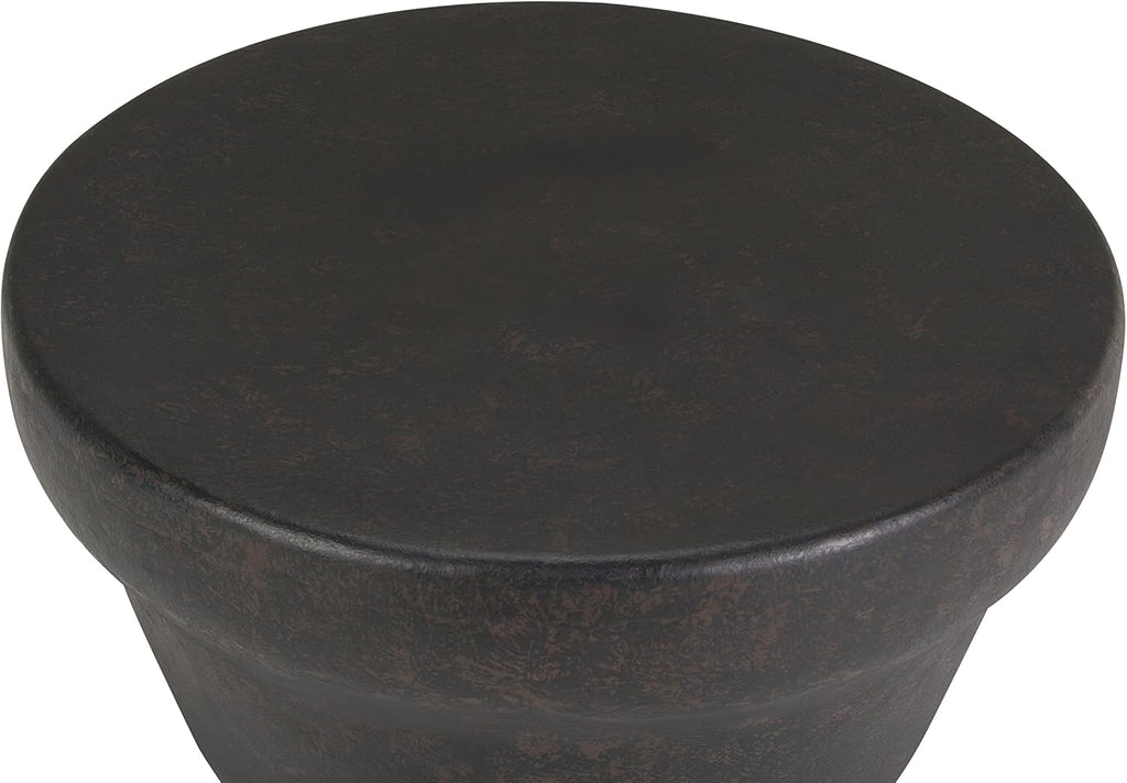 SIMPLIHOME Garvy Metal Coffee Table - 33 inch Wide Solid Metal Round Drum Accent Table in Rustic Bronze, Industrial Living Room Center Table or End Table with Textured Finish, Assembled