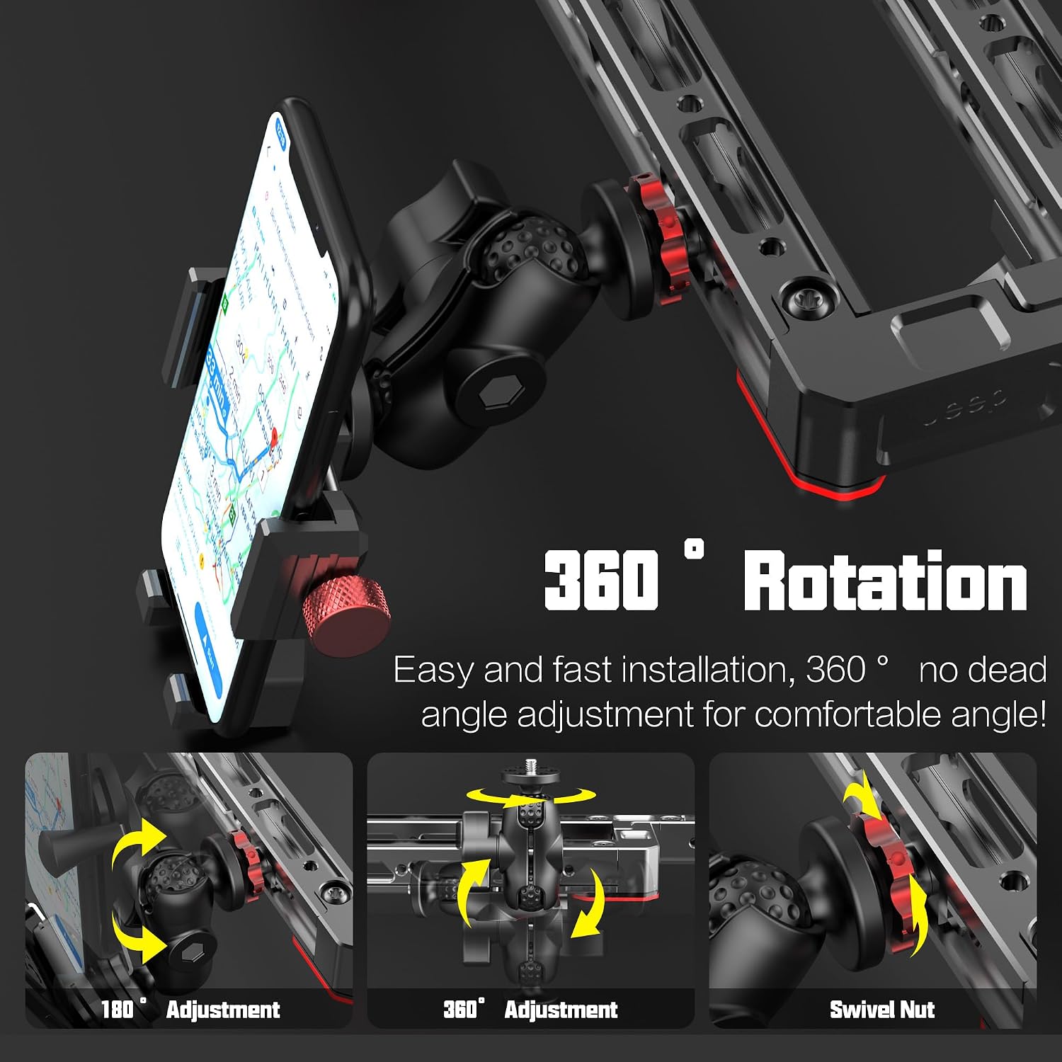 EASEORD Dash Mount Platform Phone Holder for 2007-2017 Jeep Wrangler JK JKU, Cellphone Dash Mount for Phone,Radio, Tablet,iPad,Handheld walkie Talks,for Gopro Insta360
