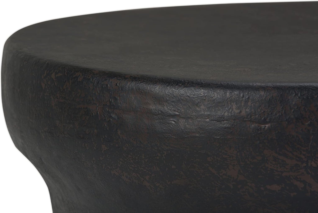 SIMPLIHOME Garvy Metal Coffee Table - 33 inch Wide Solid Metal Round Drum Accent Table in Rustic Bronze, Industrial Living Room Center Table or End Table with Textured Finish, Assembled