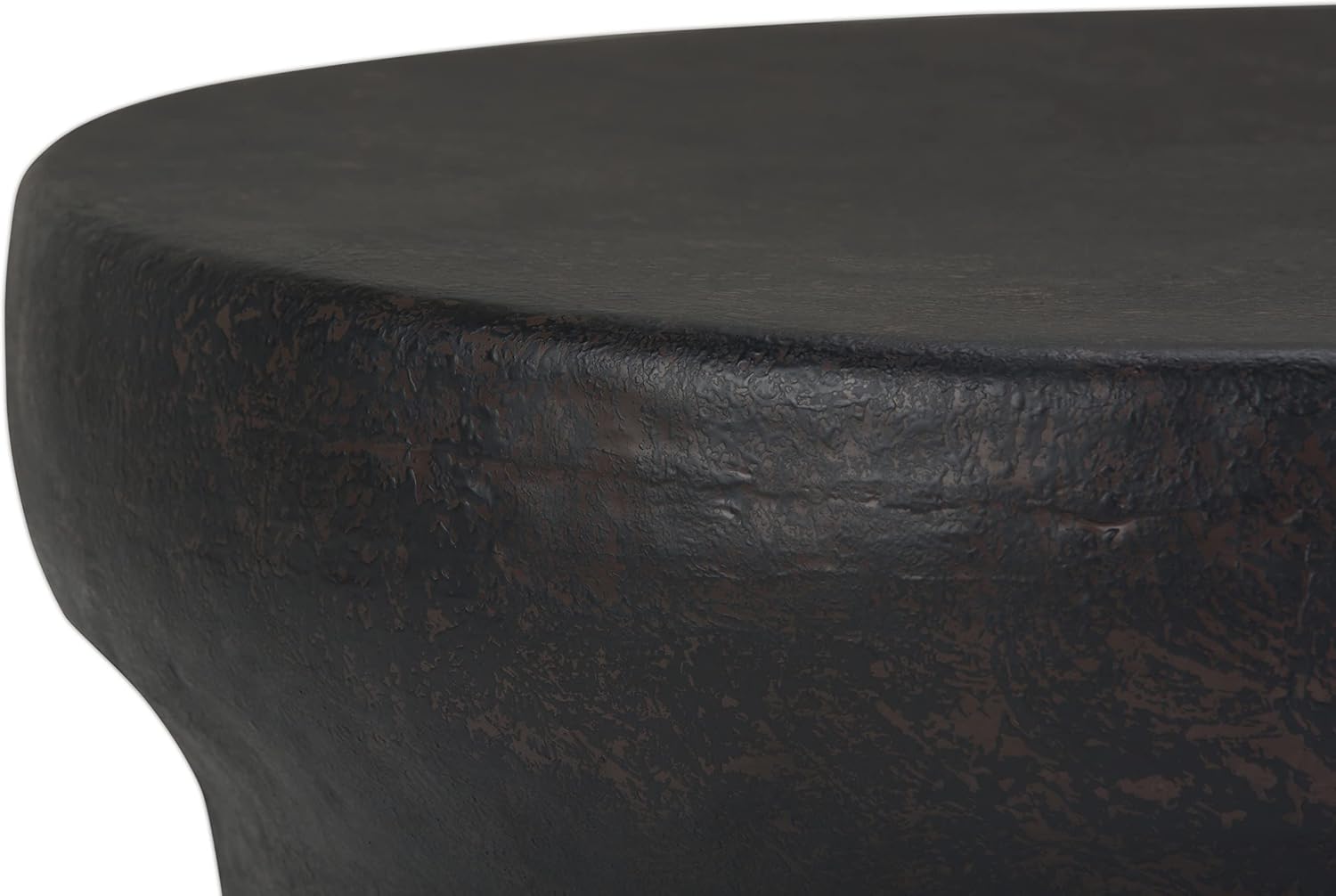 SIMPLIHOME Garvy Metal Coffee Table - 33 inch Wide Solid Metal Round Drum Accent Table in Rustic Bronze, Industrial Living Room Center Table or End Table with Textured Finish, Assembled