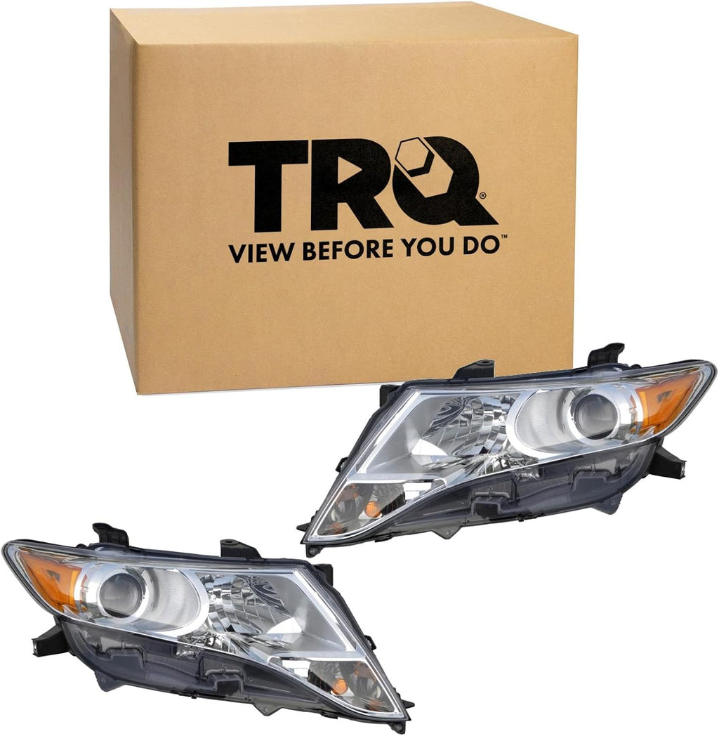 TRQ Headlight Assembly Set Headlights Driver & Passenger Side Compatible with 2009-2015 Toyota Venza TO2502189 TO2503189