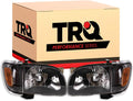 TRQ 2 Piece Headlight Assembly Set Halogen Black Bezel Driver & Passenger Side Compatible with Toyota Tacoma 2001-2004 TO2502136 TO2503136