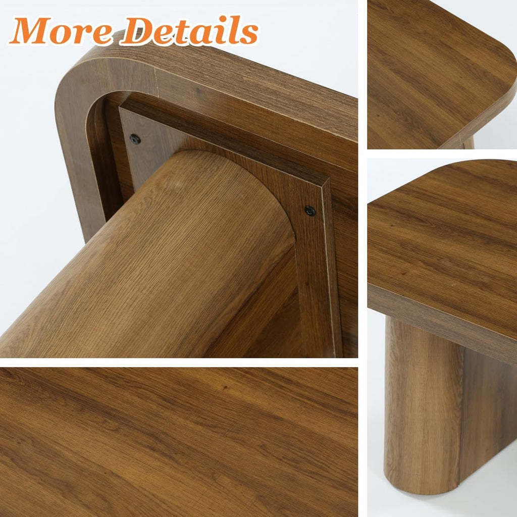 Tribesigns 47-Inch Coffee Table, Rectangle Living Room Table, Farmhouse Accent Center Table with Rounded Corners & Sturdy Base for Living Room, Apartment, Rustic Brown