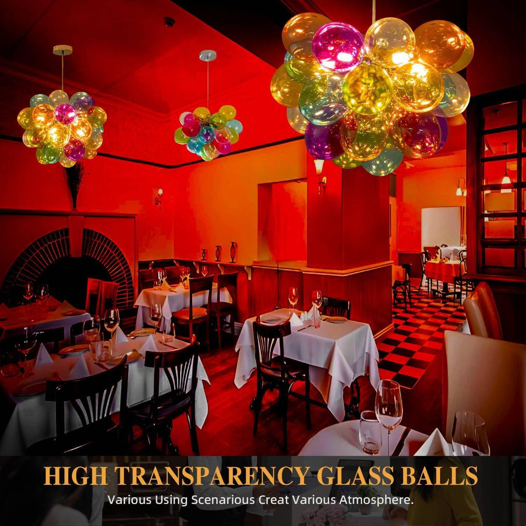 Semi Flush Mount Bubble Chandelier,Close to Ceiling Light Fixtures,16' Modern Bubble Balloon Glass Chandelier with Colorful Globe Glass Shades Pendant Light (Colorful Chandelier, 20 inch)